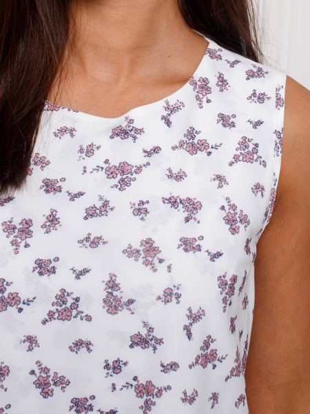 Топ женский классический с воланом, бело-розовый