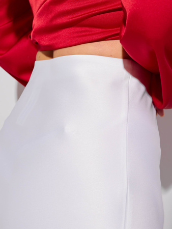 Атласная юбка-миди, молочная