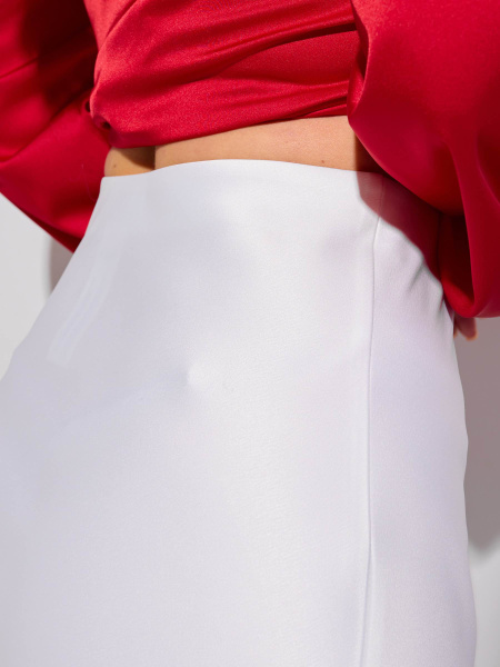 Атласная юбка-миди, молочная