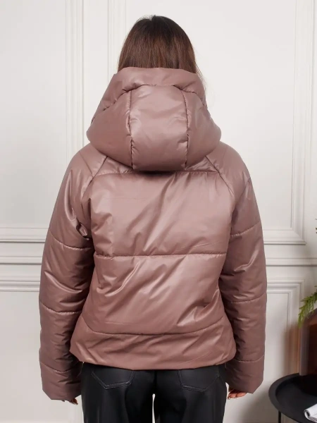 Женская зимняя куртка укороченная, кофейная