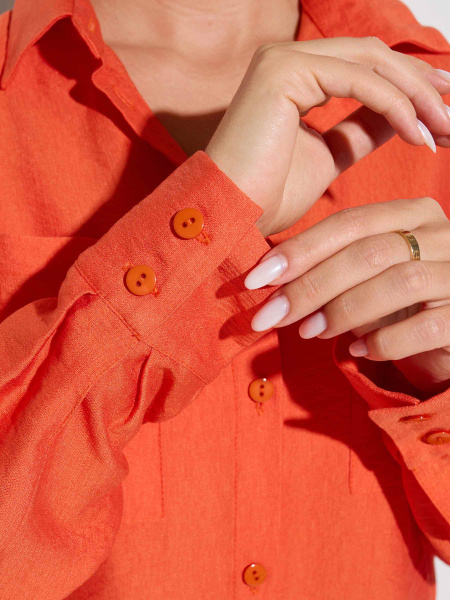 Рубашка женская с накладными карманами из вискозы, оранжевая