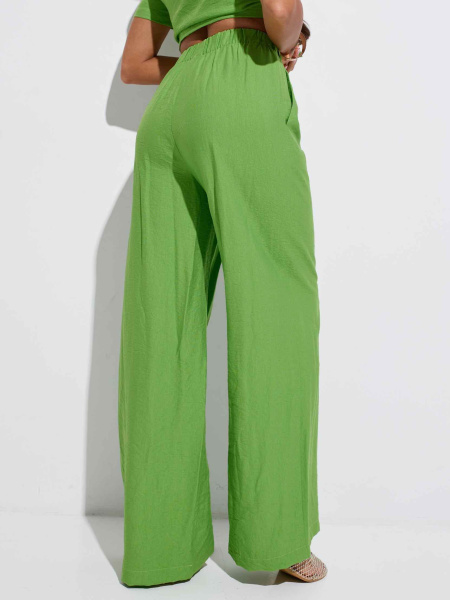 Брюки-палаццо женские из вискозы на резинке, лайм