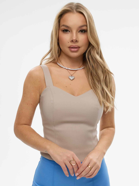 Топ женский классический удлиненный из хлопка, бежевый Топ женский классический удлиненный из хлопка, бежевый