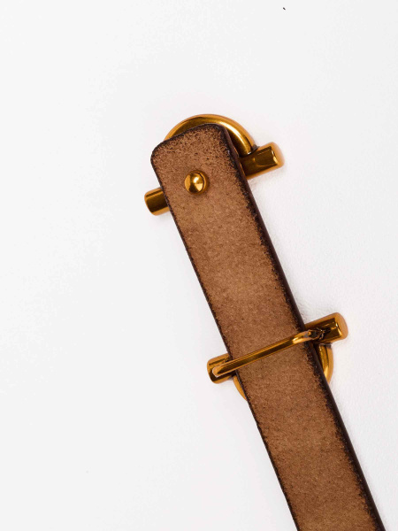 Ремень узкий из натуральной кожи, коричневый