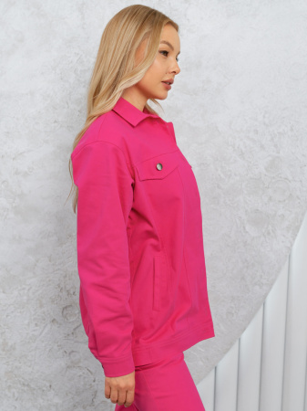 Куртка женская джинсовая удлиненная, малиновая