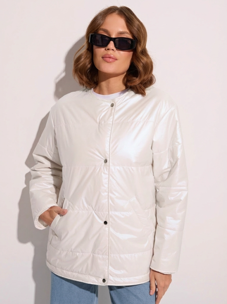 Куртка демисезонная c круглой горловиной, молочная