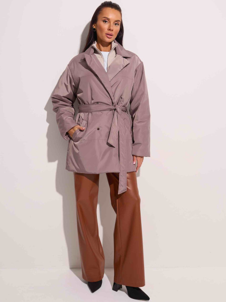 Куртка демисезонная с поясом, кофейная