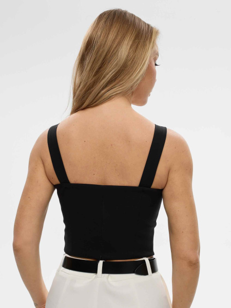 Топ женский классический укороченный из хлопка, черный Топ женский классический укороченный из хлопка, черный