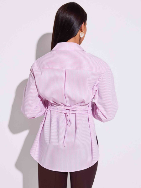 Рубашка женская с завязками, бело-розовая