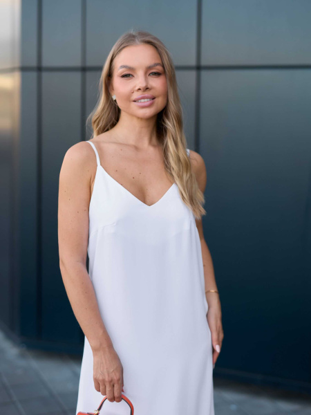 Платье женское комбинация, белое