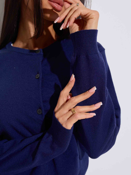 Кардиган с круглой горловиной, синий