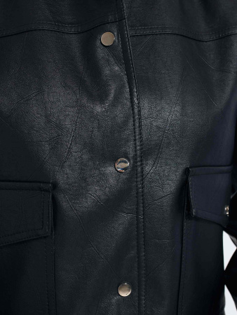 Куртка-рубашка женская из эко-кожи, черная