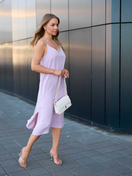 Платье женское комбинация, темно-розовое