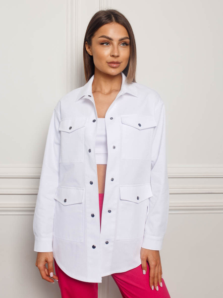 Куртка женская джинсовая с накладными карманами