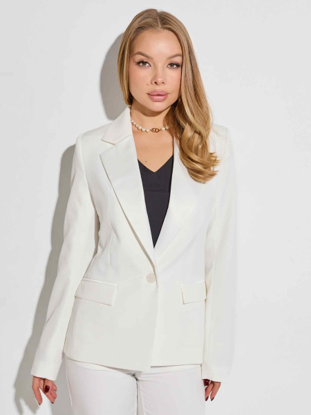 Жакет женский «смокинг» с атласными лацканами, белый
