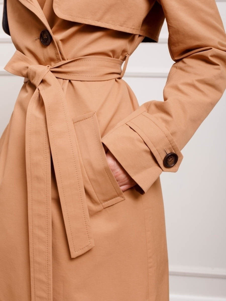 Тренч женский удлиненный с отлетной кокеткой,