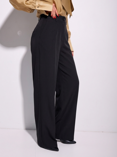 Брюки-палаццо женские из вискозы, черные