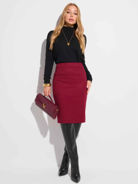 Юбка-карандаш классическая, бордовая