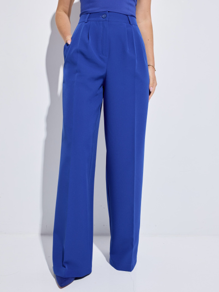 Брюки-палаццо женские с высокой посадкой, васильковые