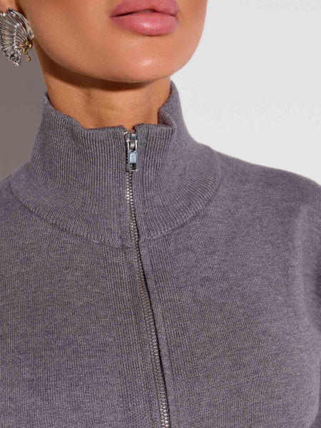 Джемпер на молнии, меланжевый графит
