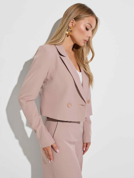 Жакет женский укороченный двубортный, темно-бежевый