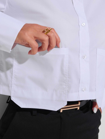 Рубашка женская укороченная с накладными карманами