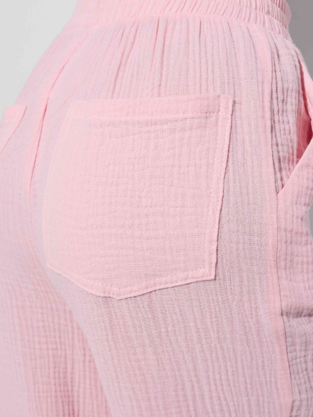 Летние брюки свободного кроя из муслина, светло-розовые