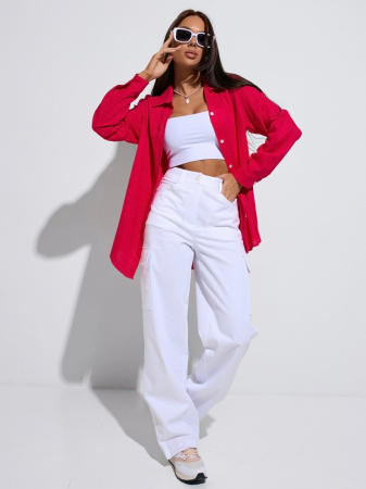 Рубашка женская льняная, фуксия