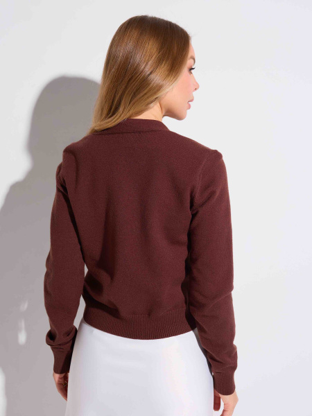 Кардиган с V-образной горловиной, шоколадный