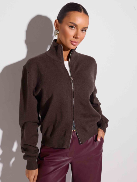 Джемпер на молнии, темный шоколад 