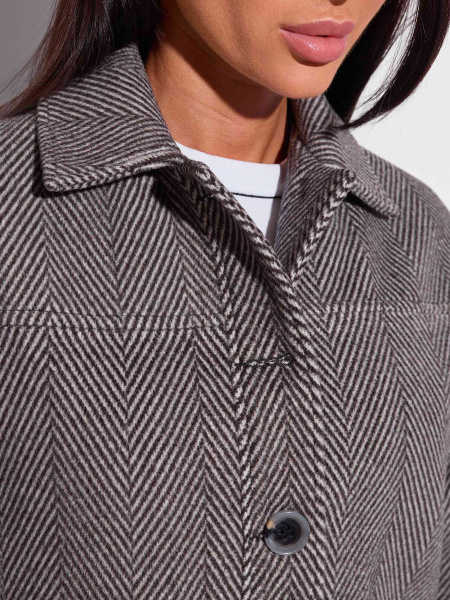 Куртка-рубашка утепленная из пальтовой ткани, черно-серая