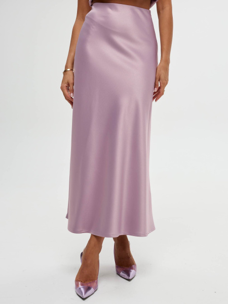 Атласная юбка-макси, сиреневая