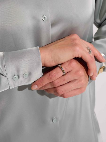 Атласная блузка свободного кроя, мятная