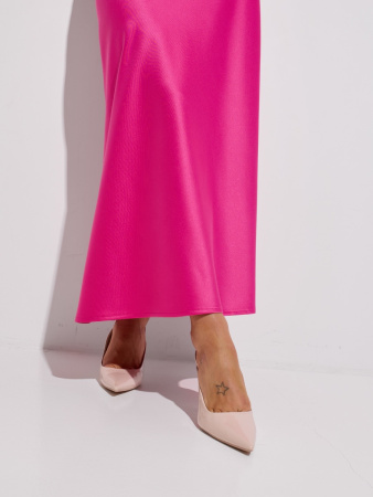 Атласная юбка-макси, фуксия