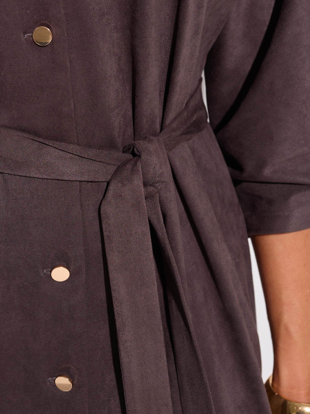 Платье-миди с поясом, темно-серое