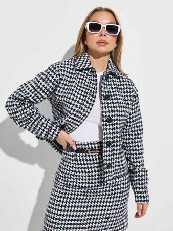 Куртка-рубашка женская из твида, черно-белая