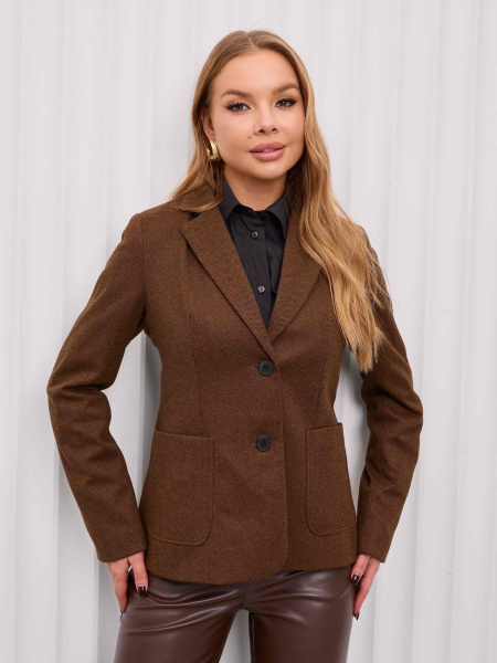 Женский классический приталенный жакет из твида, бежевый