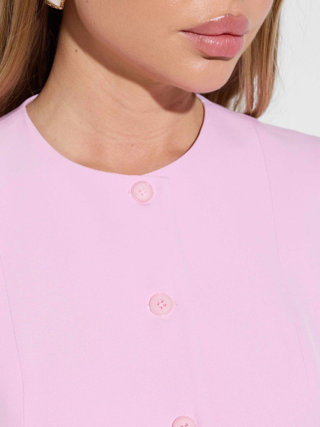 Жилет приталенный с круглой горловиной, розово-лавандовая