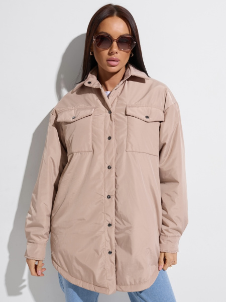 Куртка-рубашка женская, бежевая