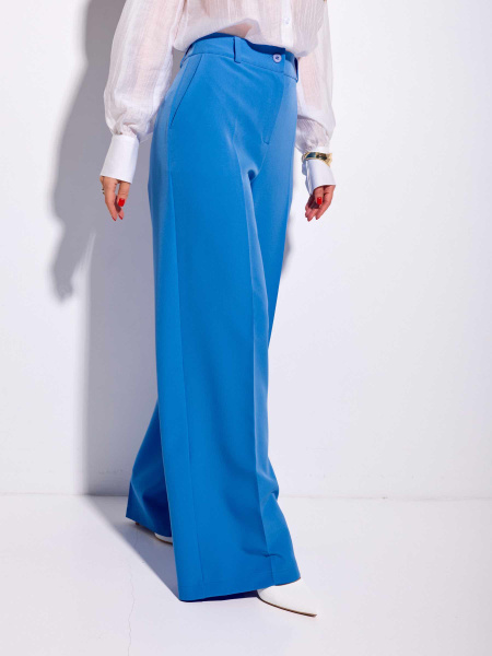 Брюки-палаццо женские классические, ярко-голубые