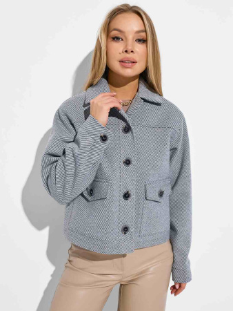 Куртка-рубашка из пальтовой ткани, серая