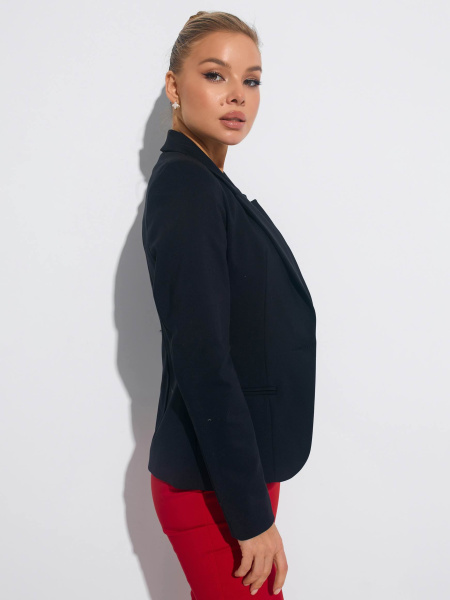 Женский приталенный жакет из хлопка, черный