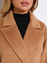 Двубортное женское пальто с поясом, кэмел