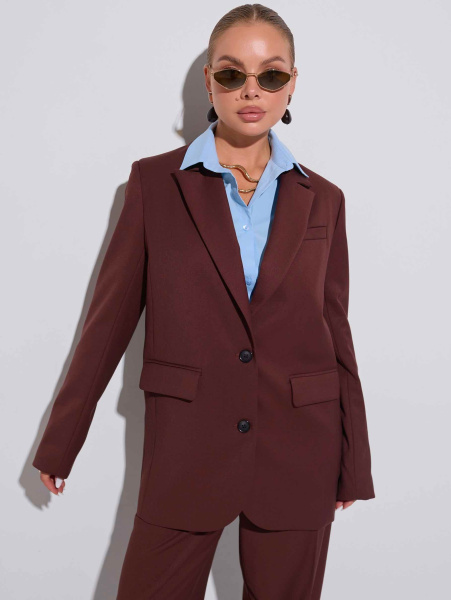 Жакет женский из вискозы оверсайз, коричневый 