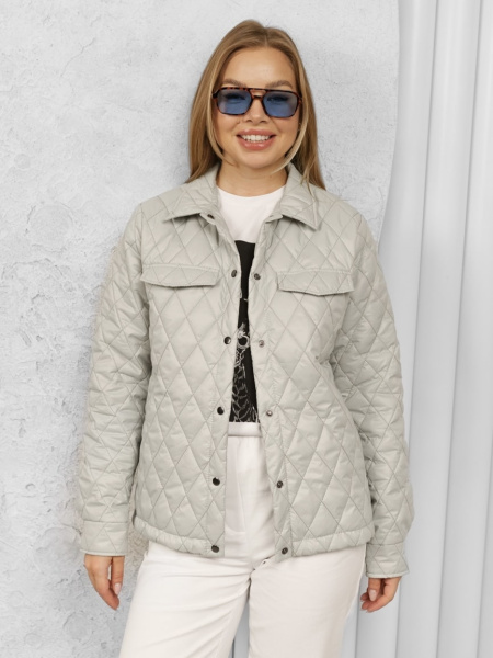 Куртка-рубашка женская стеганая, оливковая