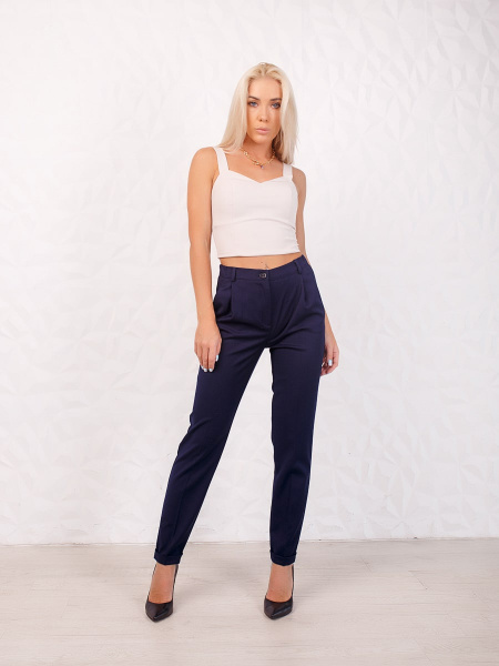 Брюки женские офисные из вискозы, темно-синие