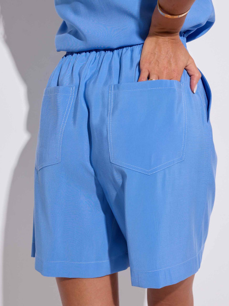Шорты повседневные из вискозы на резинке, ярко-голубые