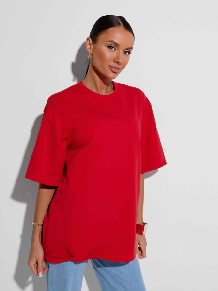 Футболка женская оверсайз, красная