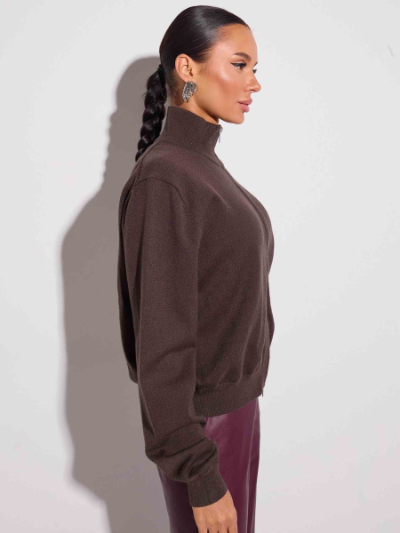 Джемпер на молнии, темный шоколад 