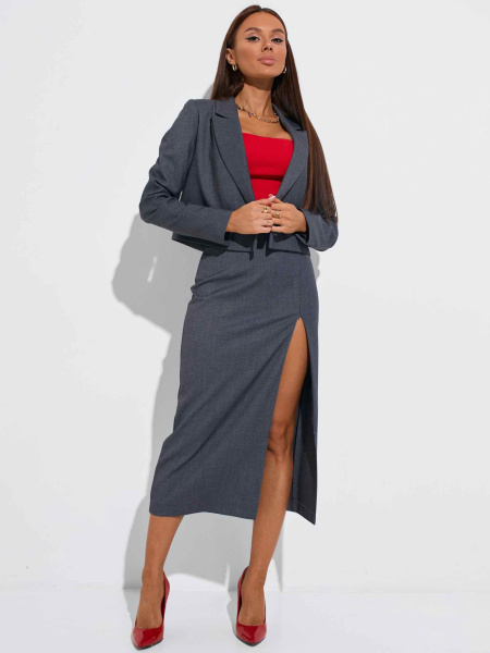 Жакет женский укороченный из вискозы, темно-серый